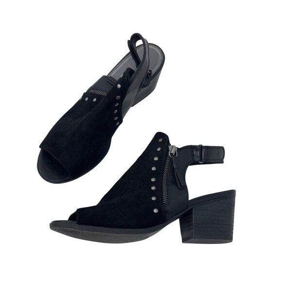 Baretraps Womens Black Open-Toe Slingback Sandals SZ 10 Stud Accent Side Zippers - Picture 13 of 13